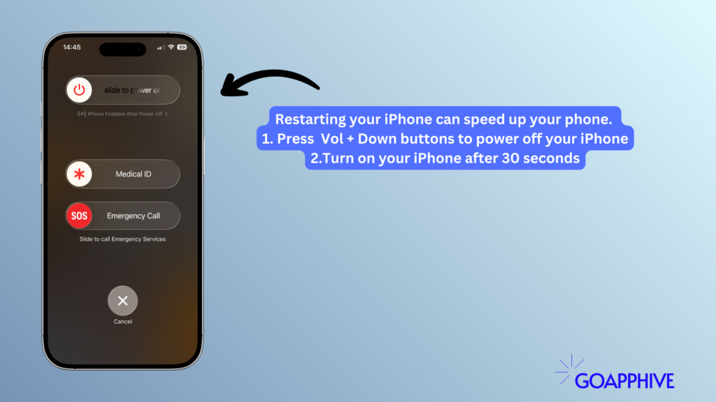 clear cache on iphone by restarting your phone
